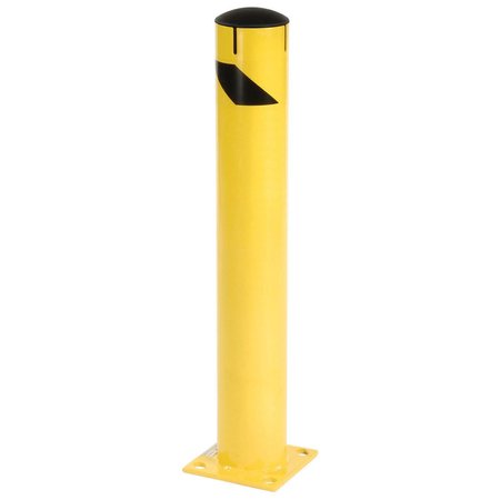 GLOBAL INDUSTRIAL 36 x 5-1/2, Steel Bollard With Removable Plastic Cap & Chain Slots, Existing Concrete 652899M